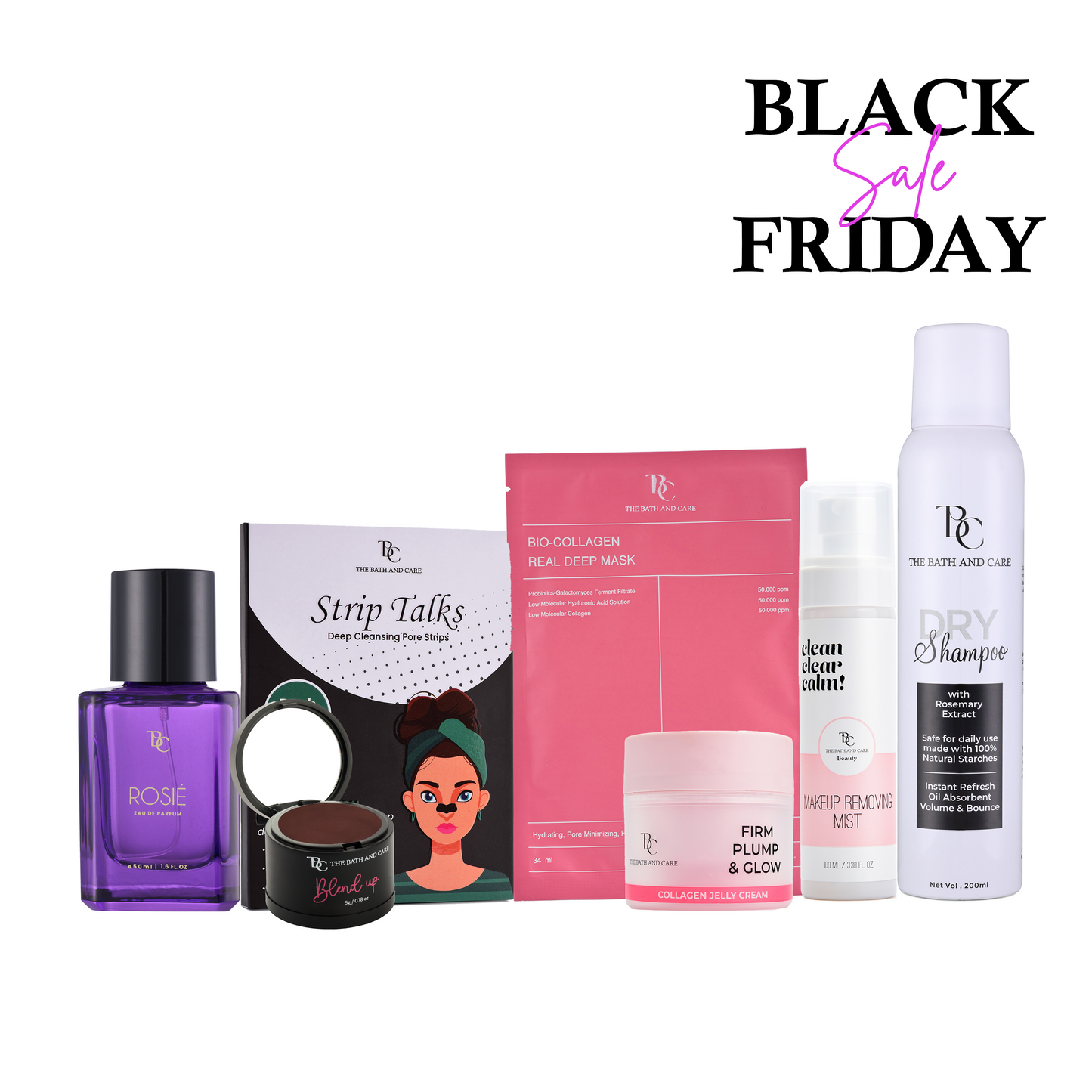 Rosie + Nose Strips + Sheet Mask + Brown Hair Mud + Collagen Jelly + Makeup Removing Mist + Dry Shampoo (BFS) The Bath and Care
