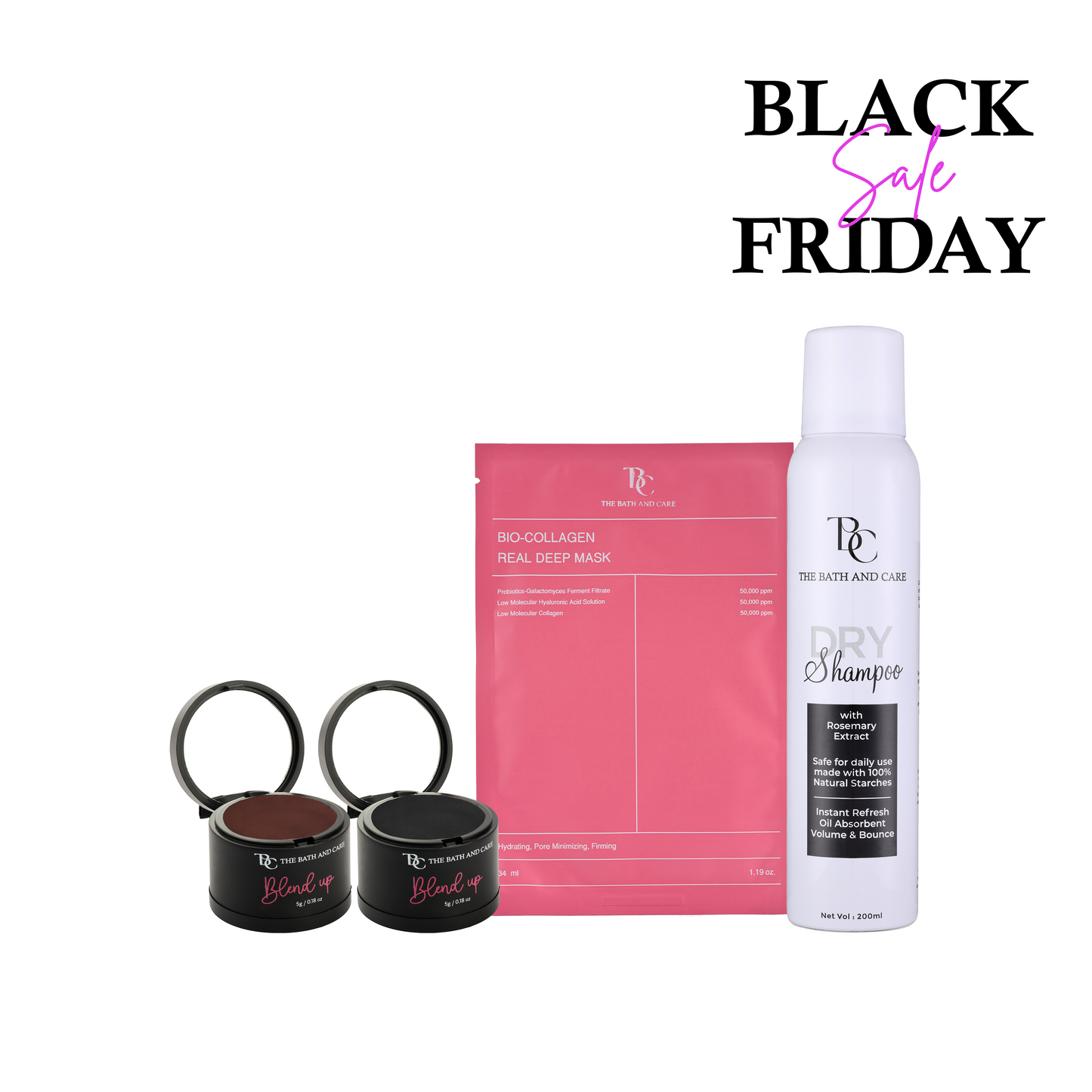 Dry shampoo + Hair Mud Black + Brown + sheet mask (BFS) The Bath and Care