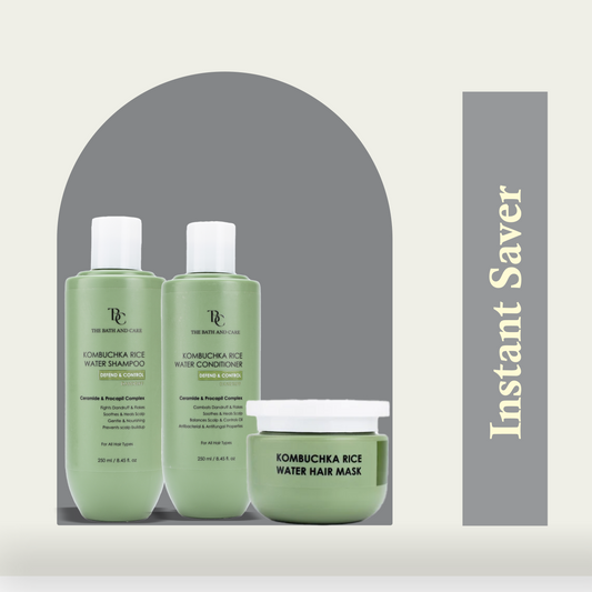 KOMBUCHKA RICE WATER - DEFEND AND CONTROL Hair Shampoo + Conditioner + Hair Mask The Bath and Care