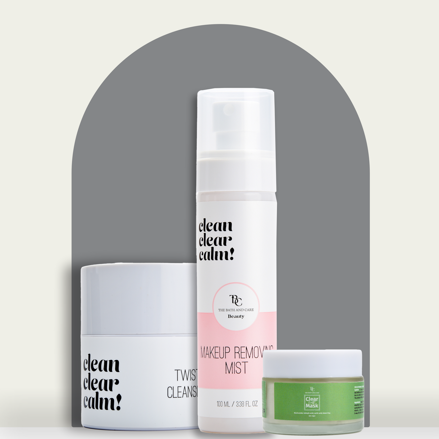 Makeup Remover Balm + Makeup Removing Mist + Clay and Glow - Green Clay Facial Mask The Bath and Care