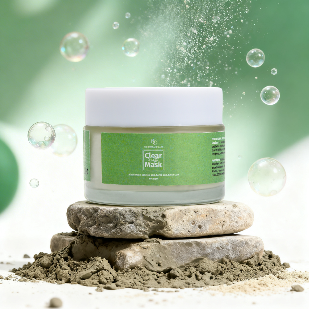 Clear Earth Glow -Green Clay Facial Mask for Anti Acne, Glow, Oil Balance & Gentle Detox for All Skin Types The Bath and Care