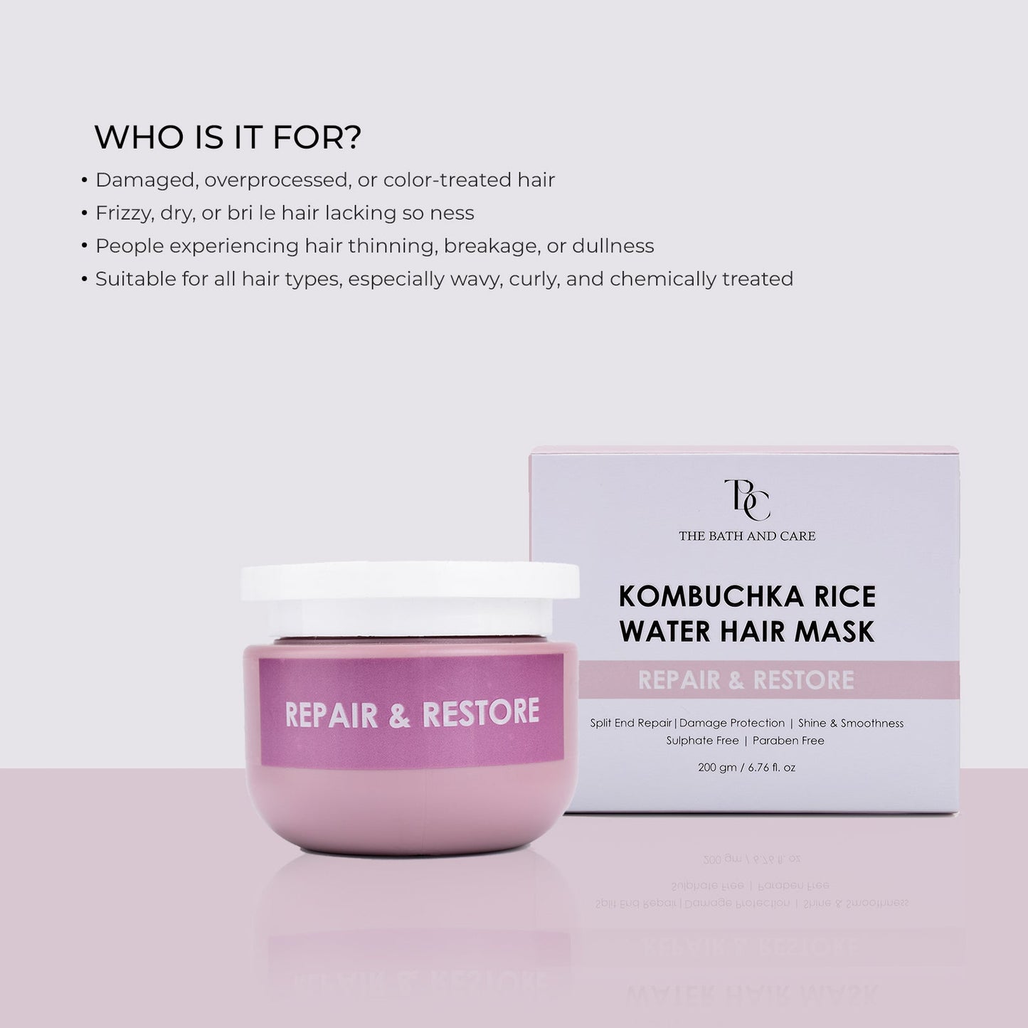 KOMBUCHKA RICE WATER HAIR MASK – REPAIR & RESTORE The Bath and Care