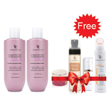 Buy 2 Pink Shampoo and Get Collagen Toner + Acne Away Gel + Yoga Quench + Sunspray Free The Bath and Care