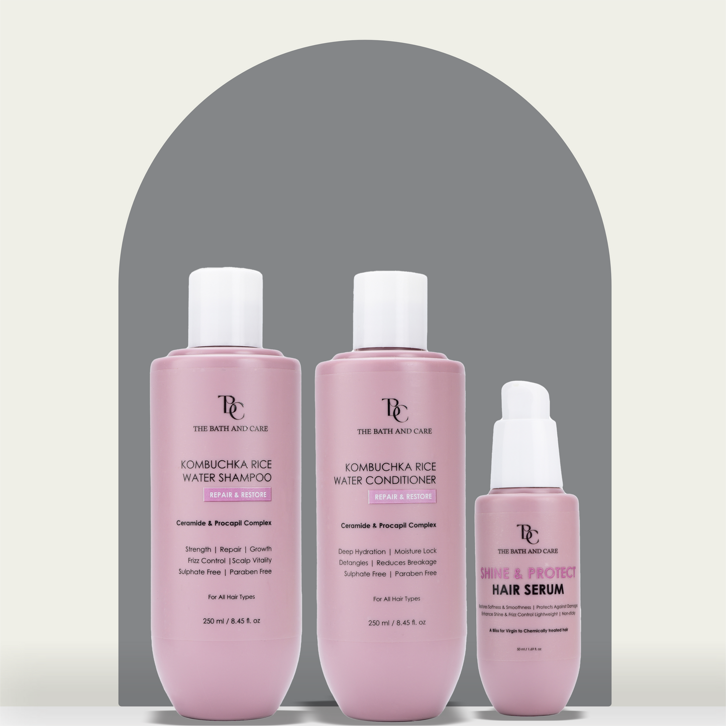 KOMBUCHKA RICE WATER REPAIR & RESTORE Hair Shampoo + Conditioner + Serum The Bath and Care