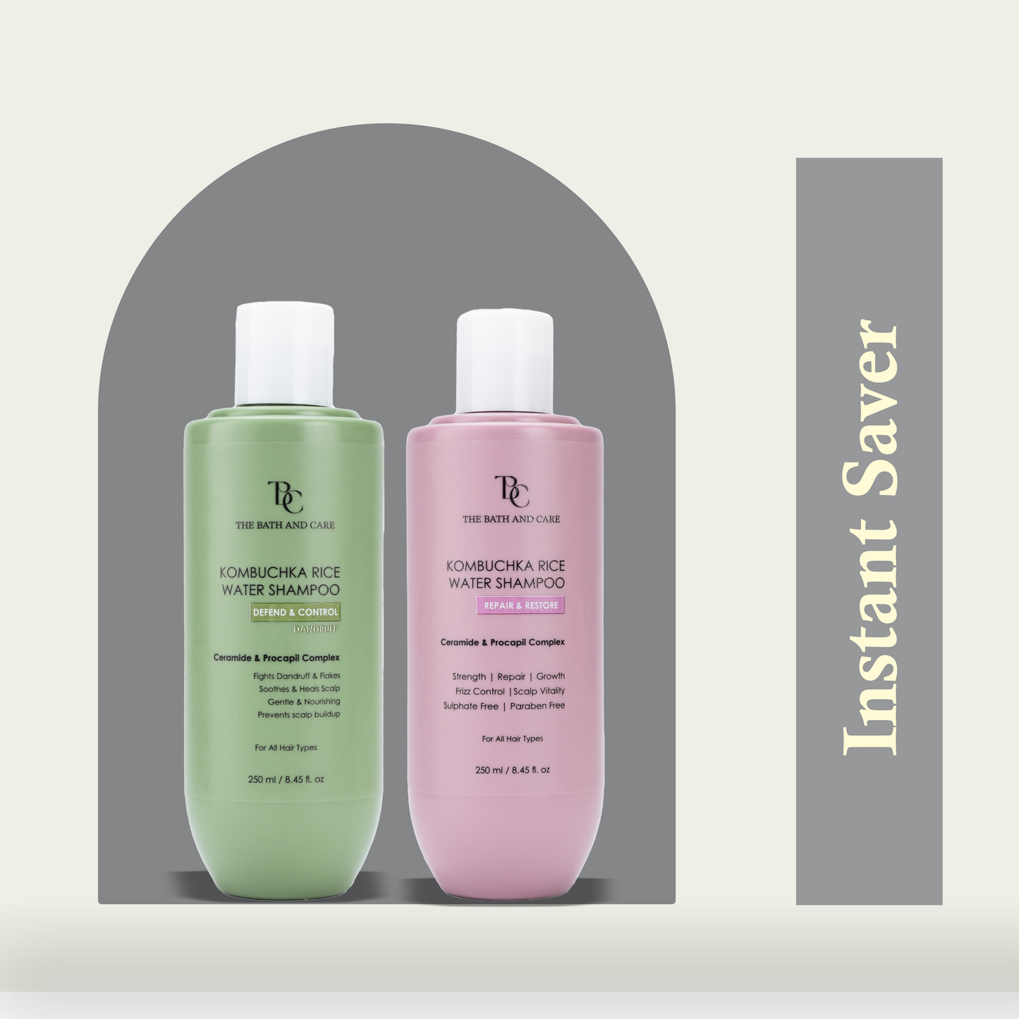 KOMBUCHKA RICE WATER REPAIR & RESTORE Hair Shampoo + DEFEND AND CONTROL Hair Shampoo The Bath and Care