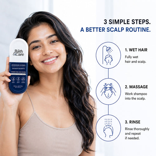 Kombuchka Rice Water Shampoo - Defend and Control Hair Shampoo for Dandruff, Flaky Scalp & Frizz Control, Biotin & Oryza Sativa Rice Extracts The Bath and Care