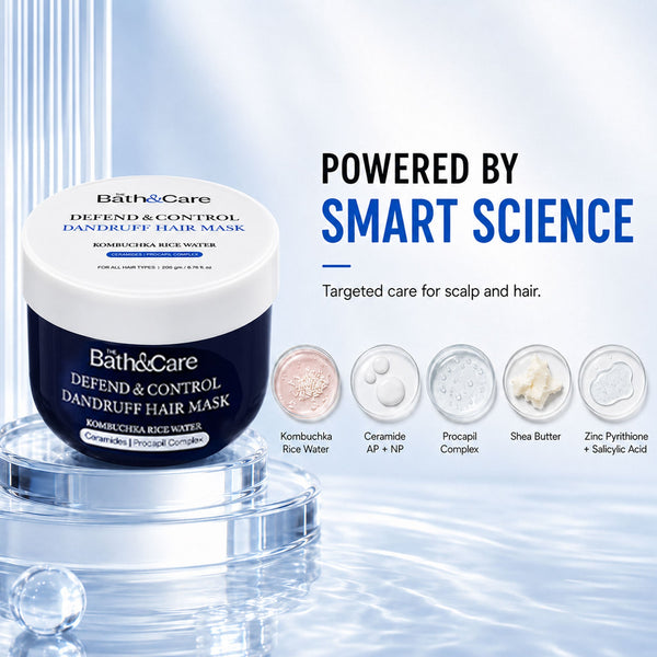 Buy Kombuchka Rice Water Defend & Control Anti-Dandruff Hair Mask + Get Aqua Revive Skincare Range FREE | Scalp Care & Hydrating Skin Care Bundle The Bath and Care