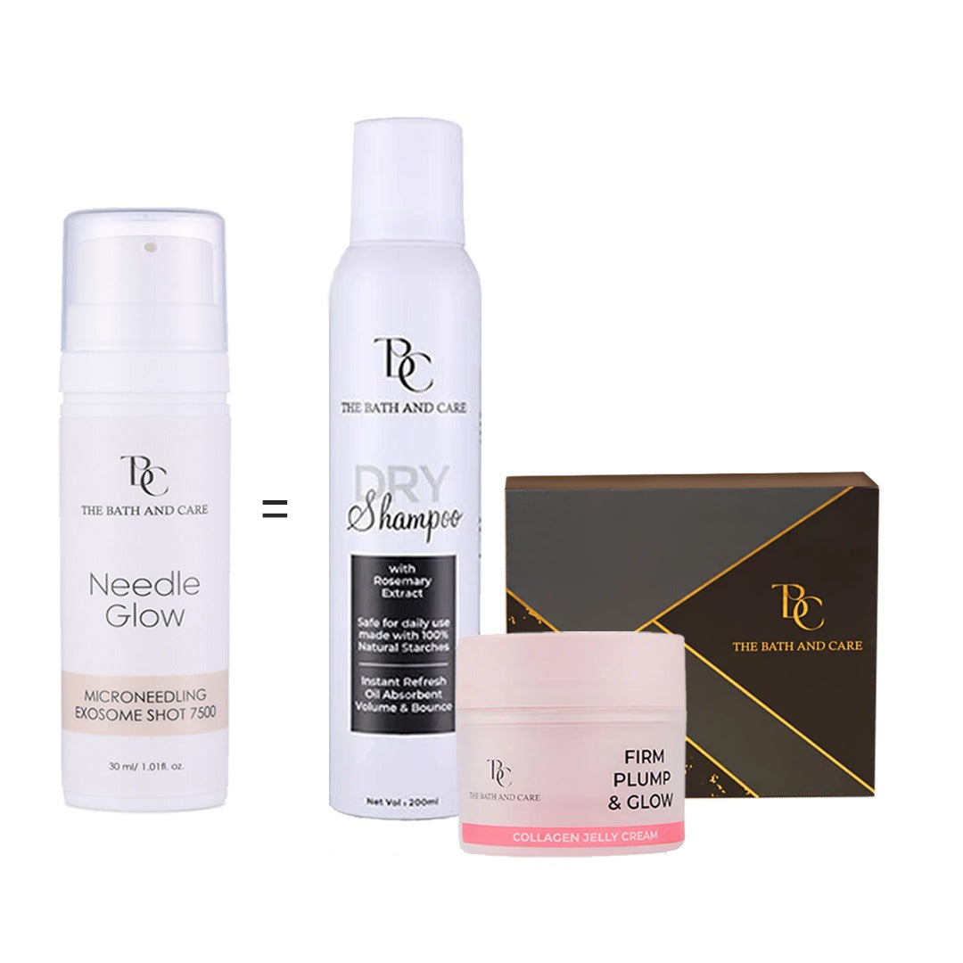 Buy Needle Glow & Get Dry Shampoo & Pack of 5 Mini Perfumes & Firm Plump & Glow Free The Bath and Care