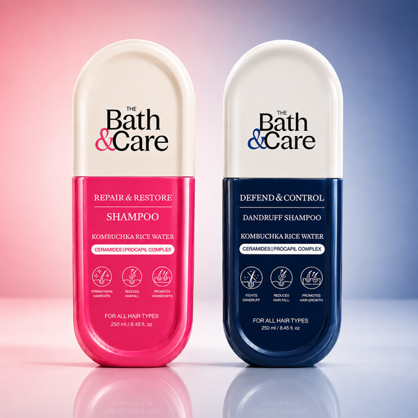 KOMBUCHKA RICE WATER REPAIR & RESTORE Hair Shampoo + DEFEND AND CONTROL Hair Shampoo The Bath and Care
