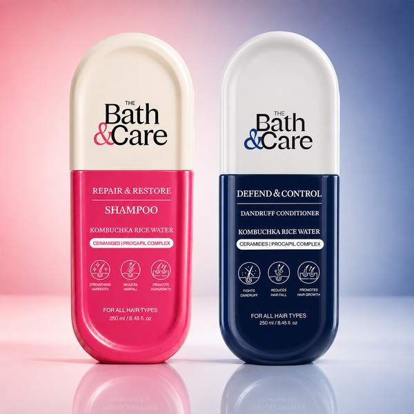 KOMBUCHKA RICE WATER REPAIR & RESTORE Hair Shampoo + DEFEND AND CONTROL Hair Conditioner The Bath and Care