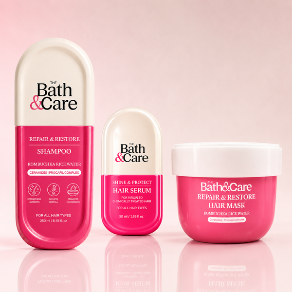 KOMBUCHKA RICE WATER REPAIR & RESTORE Hair Shampoo + Hair Serum + Hair Mask The Bath and Care