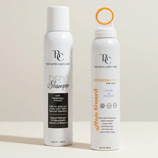 Combo of Dry Shampoo and Sunscreen Spray The Bath and Care