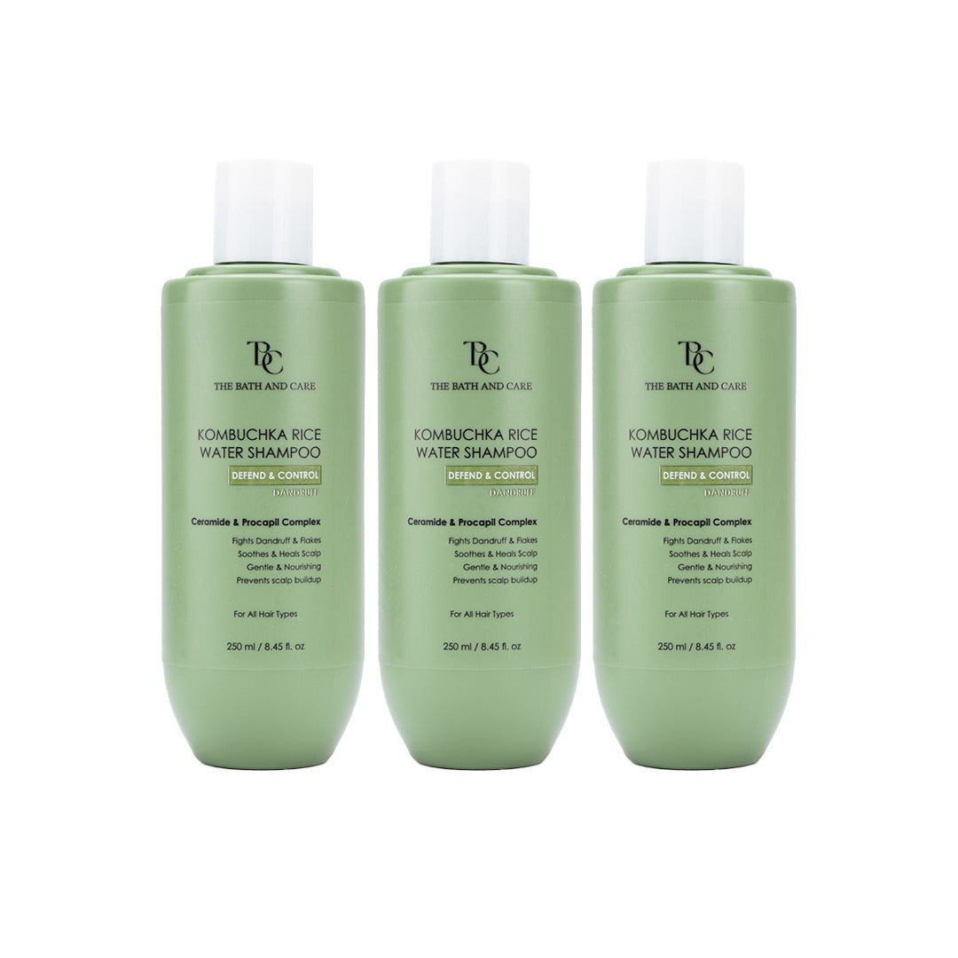 KOMBUCHKA RICE WATER SHAMPOO - DEFEND AND CONTROL Pack of 3 The Bath and Care