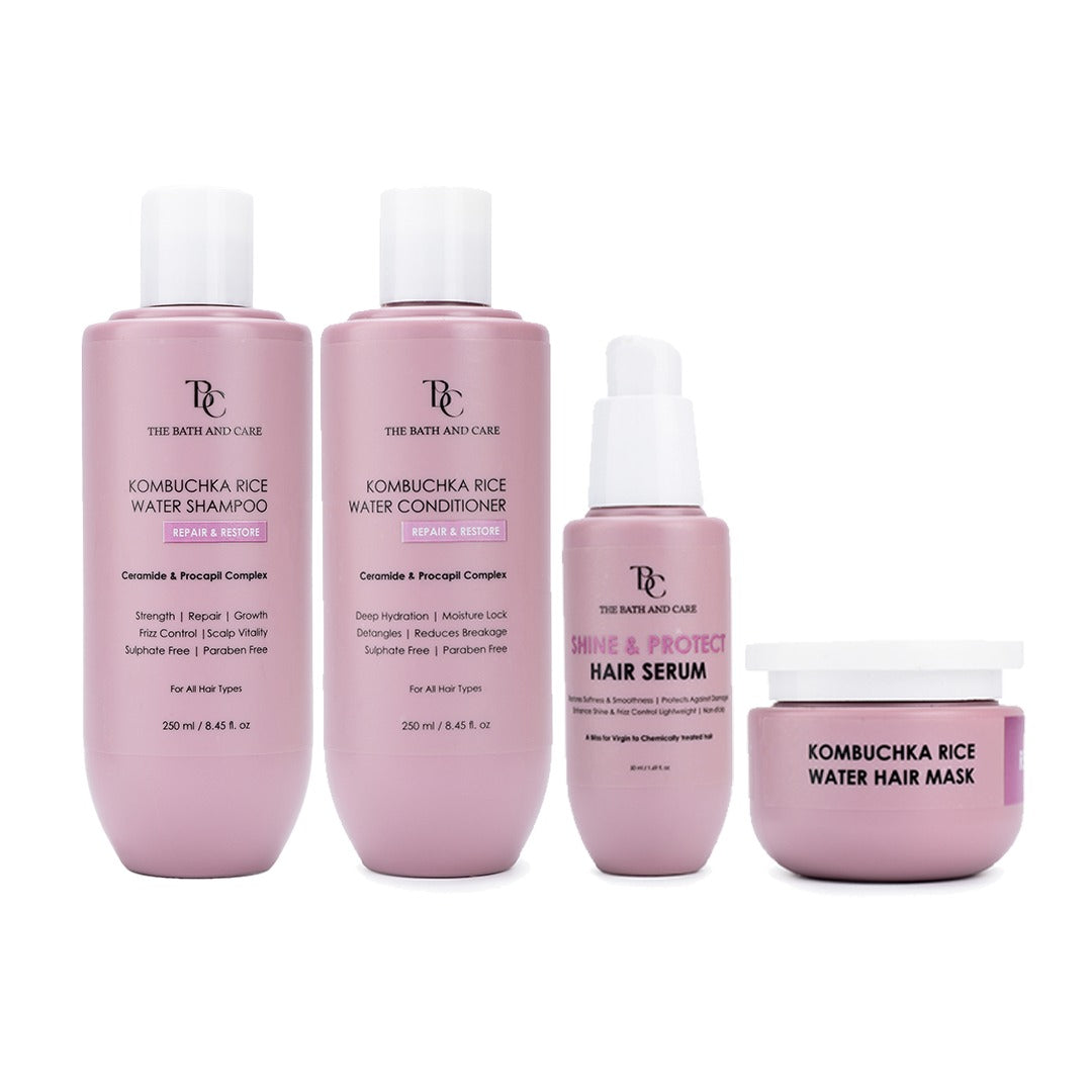 KOMBUCHKA RICE WATER REPAIR & RESTORE Hair Shampoo + Conditioner + Serum + Mask The Bath and Care