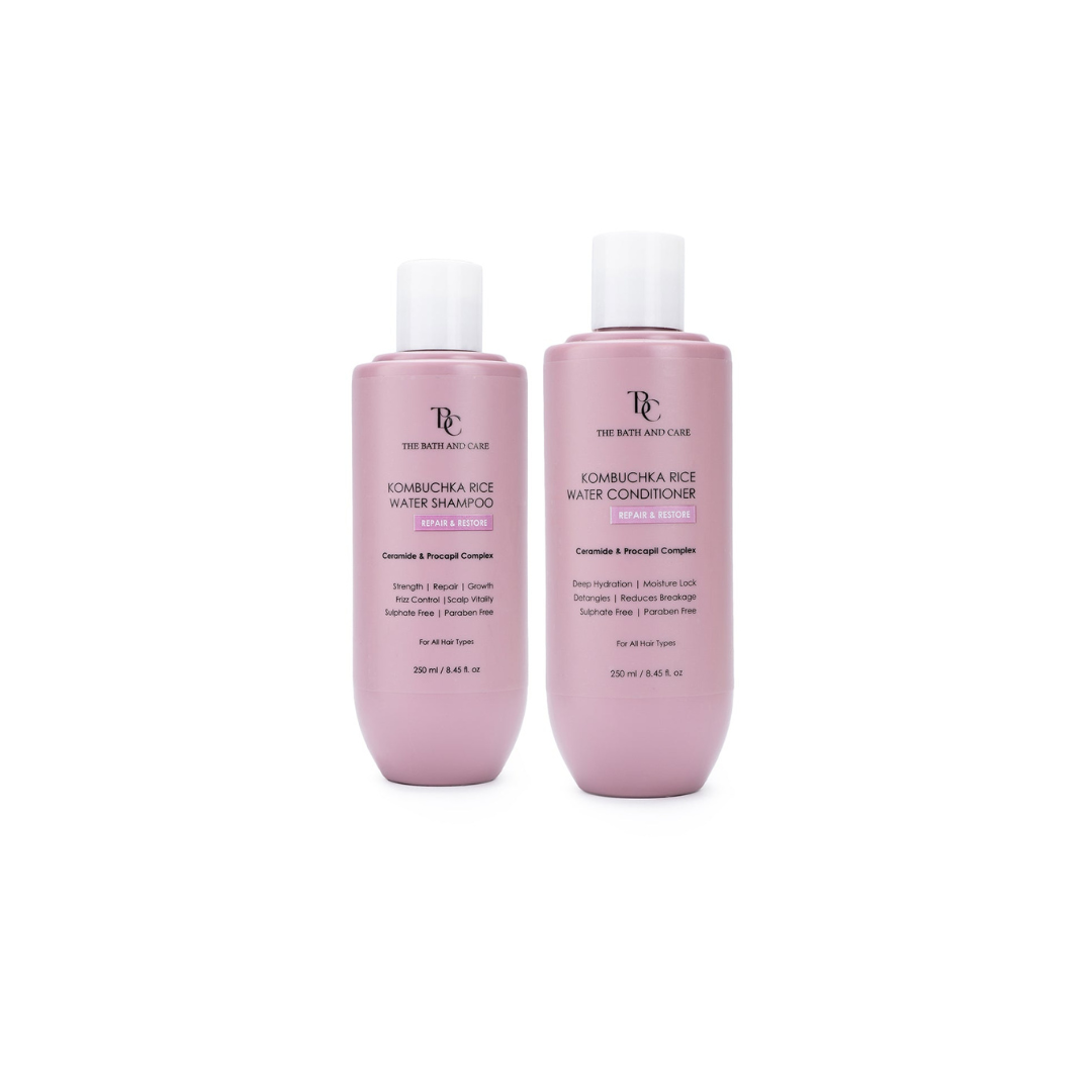 COMBO OF KOMBUCHKA RICE WATER SHAMPOO & CONDITIONER – REPAIR & RESTORE The Bath and Care