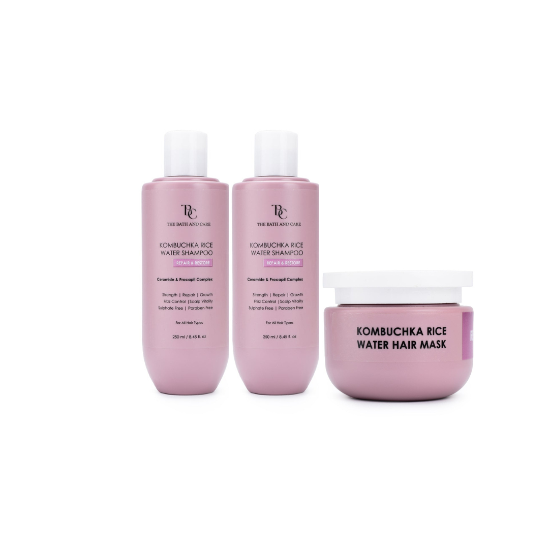 COMBO OF 2 KOMBUCHKA RICE WATER SHAMPOO & 1 MASK– REPAIR & RESTORE The Bath and Care