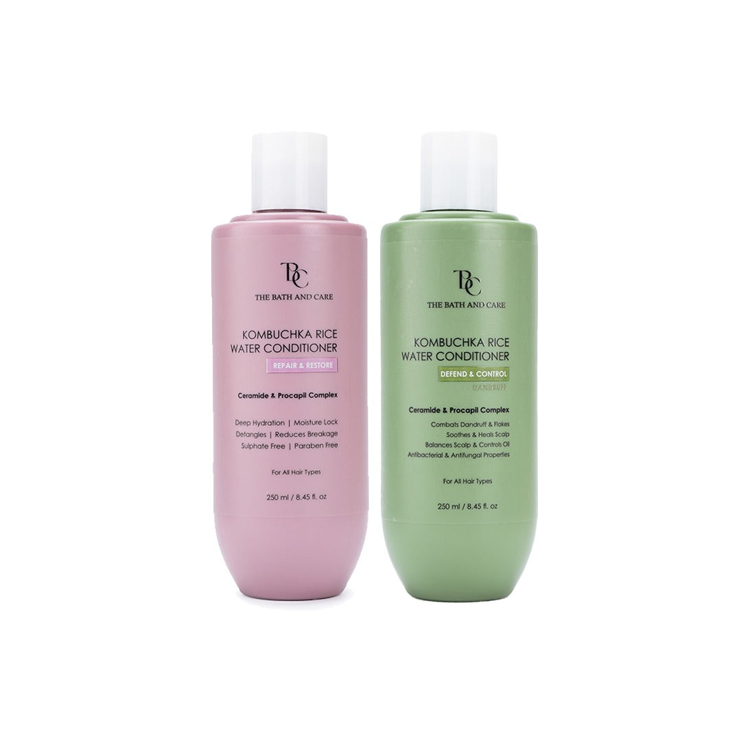 KOMBUCHKA RICE WATER REPAIR & RESTORE Hair Conditioner + DEFEND AND CONTROL Hair Conditioner The Bath and Care