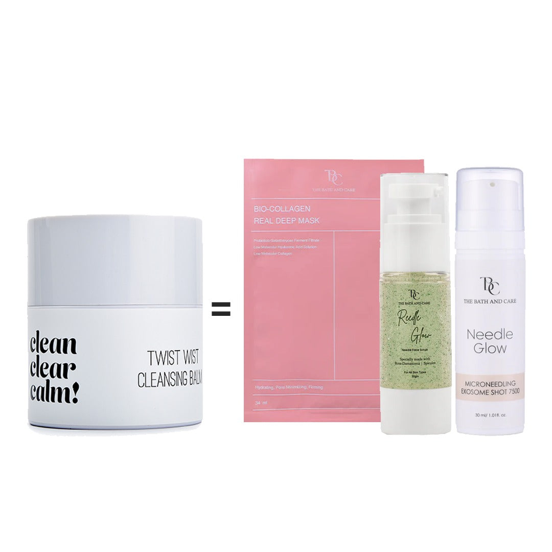 Makeup Remover Balm + Needle Glow + Collagen Sheet Mask + Reedle Scrub The Bath and Care