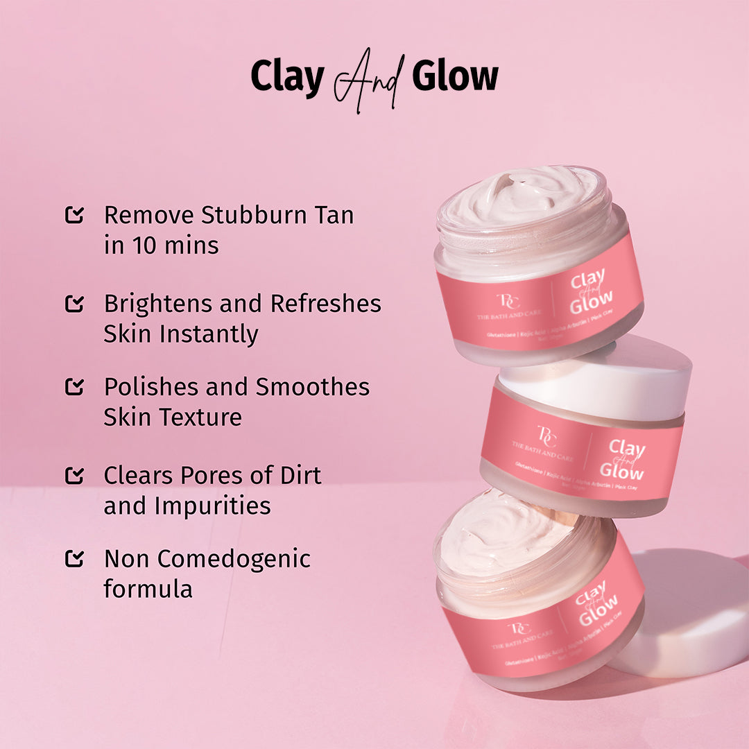 Clay and Glow -Pink Clay Facial Mask with Glow, Oil Balance & Gentle Detox for All Skin Types The Bath and Care