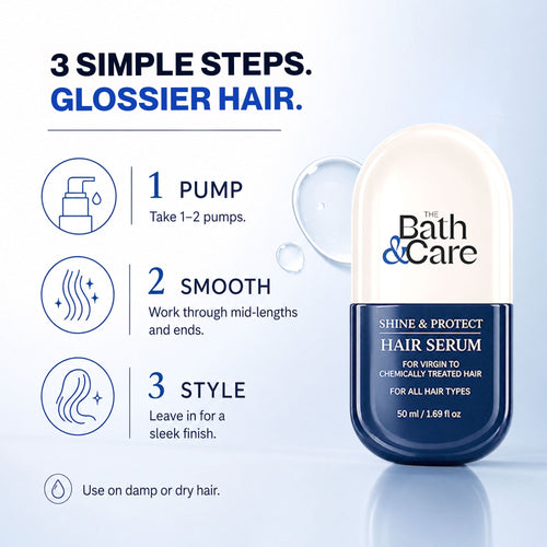 Shine and Protect Hair Serum for Frizz-free, Smooth and Silky Hair and Dandruff Hair The Bath and Care