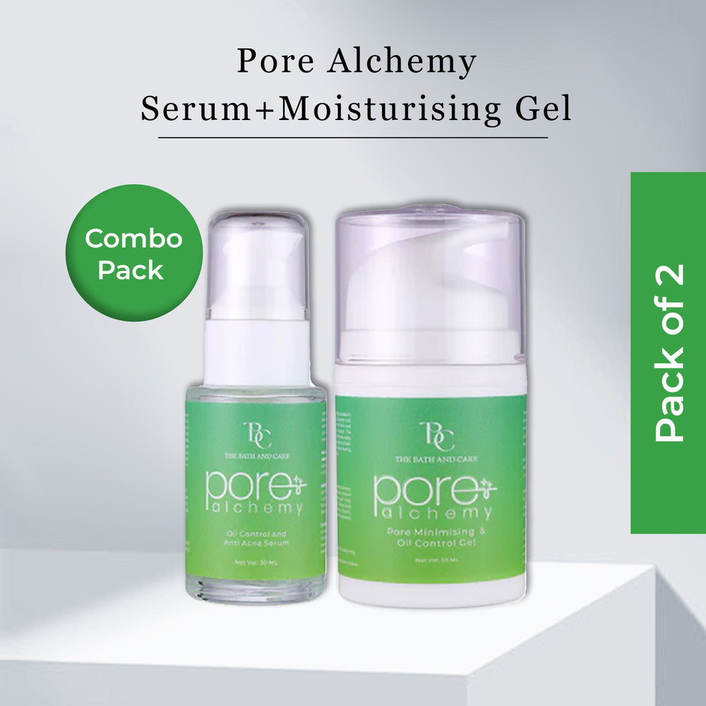 Combo of Pore Alchemy Oil Control And Anti Acne Serum & Pore Minimising And Oil Control Gel The Bath and Care