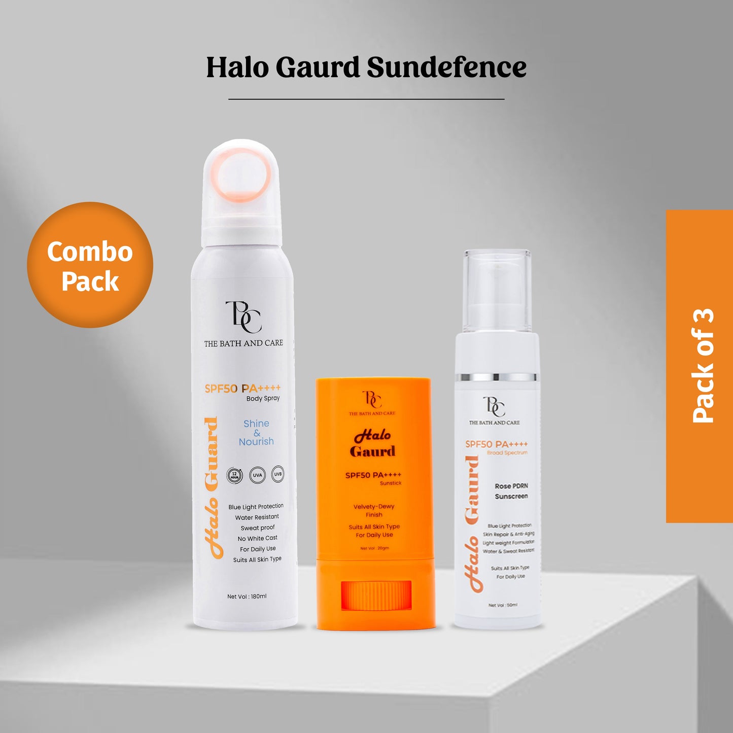 Combo of Halo Guard Sunspray & Sunscreen & Sunstick The Bath and Care