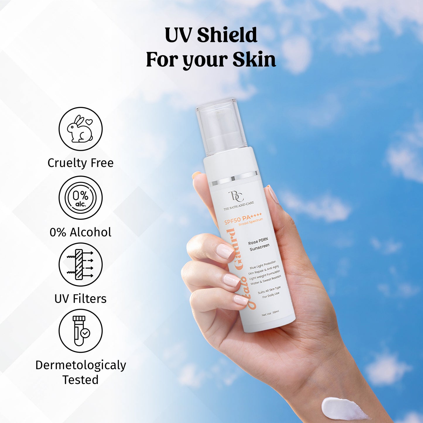 Halo Gaurd Hydrating Sunscreen Broad Spectrum SPF 50 PA++++ The Bath and Care