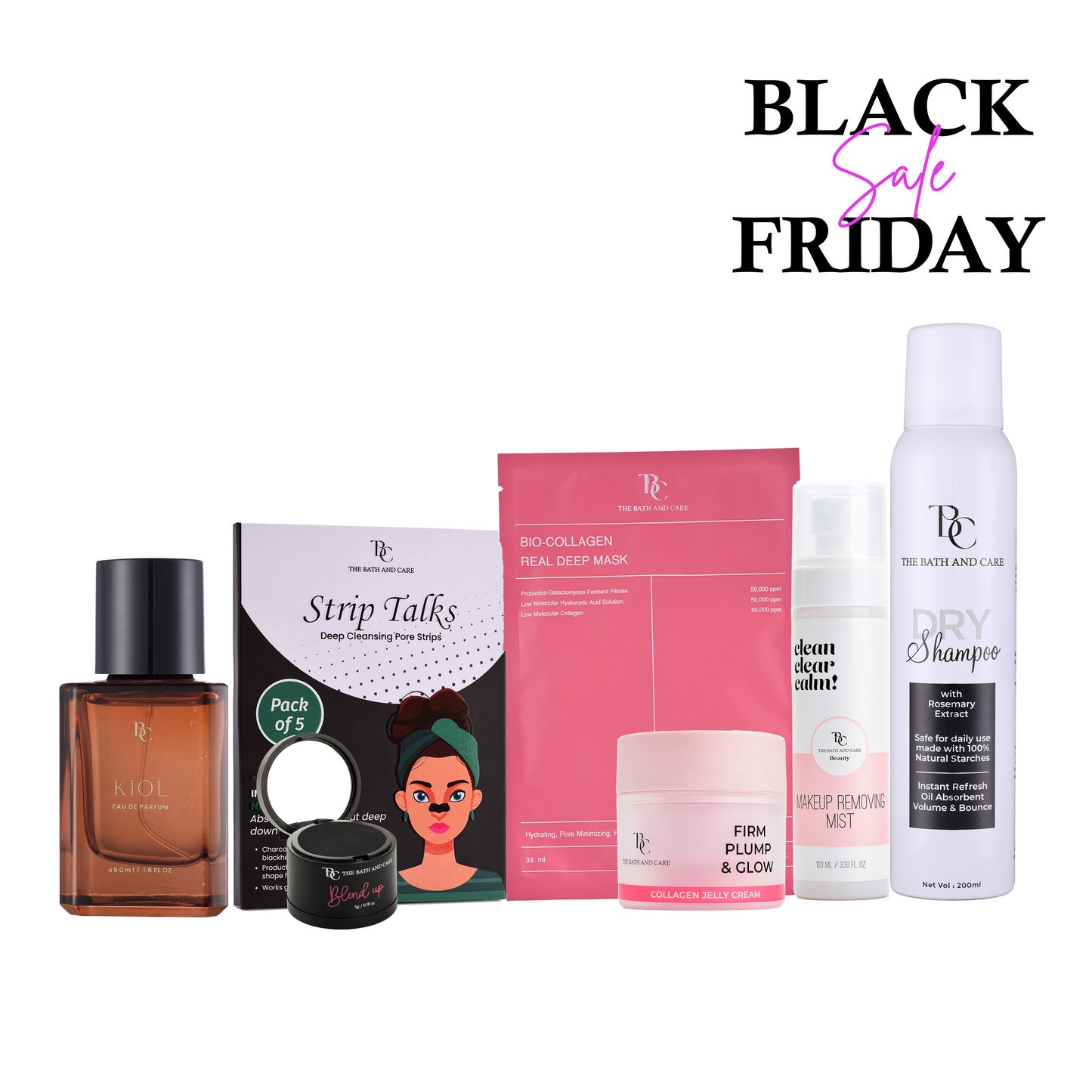Kiol + Nose Strips + Sheet Mask + Black Hair Mud + Collagen Jelly + Makeup Removing Mist + Dry Shampoo (BFS) The Bath and Care