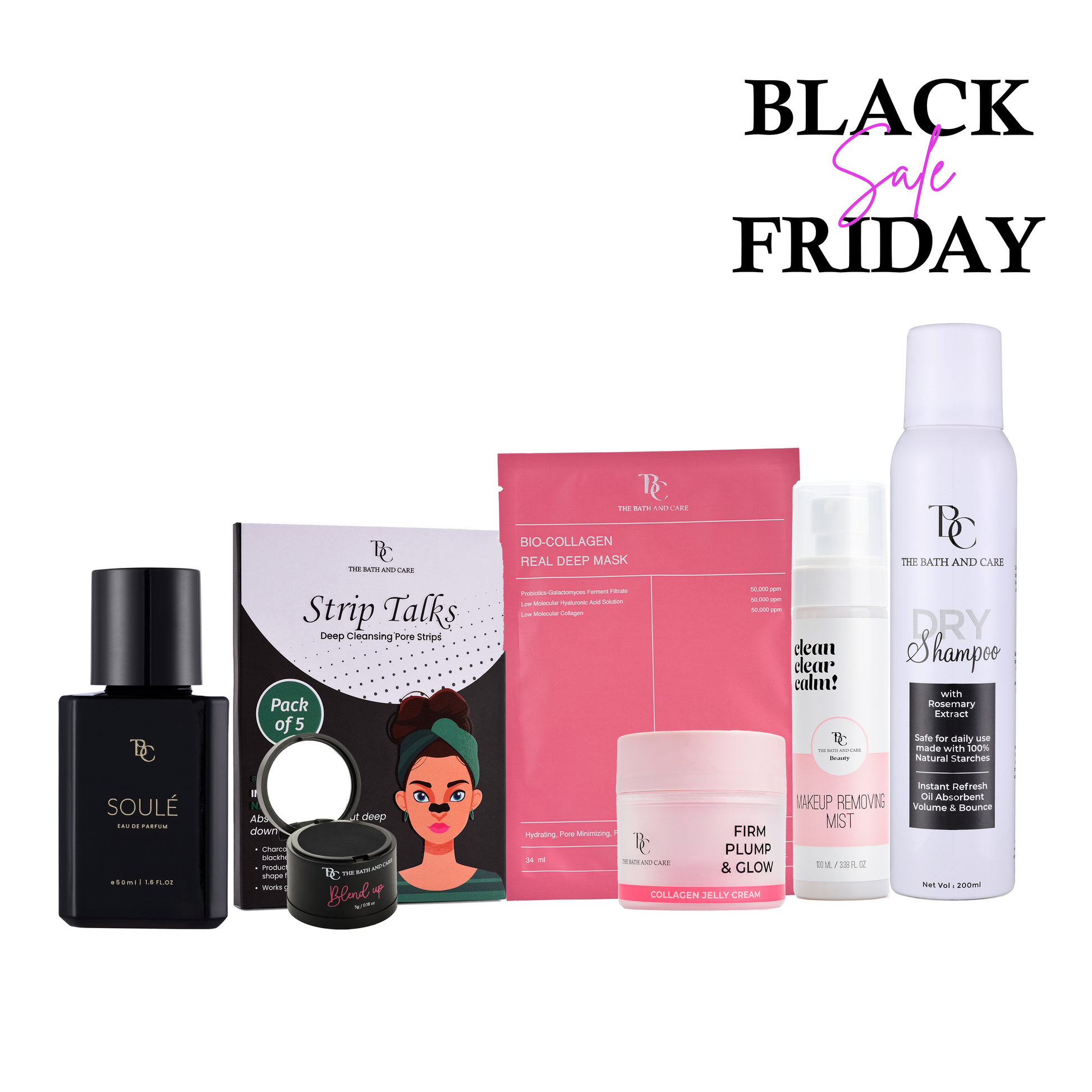 Soule + Nose Strips + Sheet Mask + Black Hair Mud + Collagen Jelly + Makeup Removing Mist + Dry Shampoo (BFS) The Bath and Care
