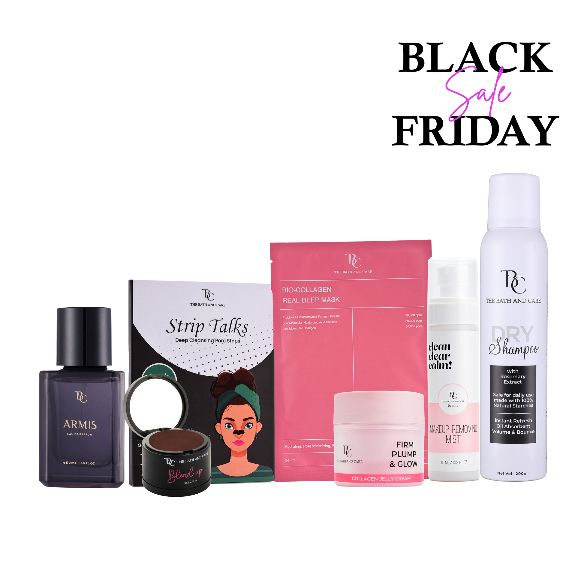 Armis + Nose Strips + Sheet Mask + Brown Hair Mud + Collagen Jelly + Makeup Removing Mist + Dry Shampoo (BFS) The Bath and Care