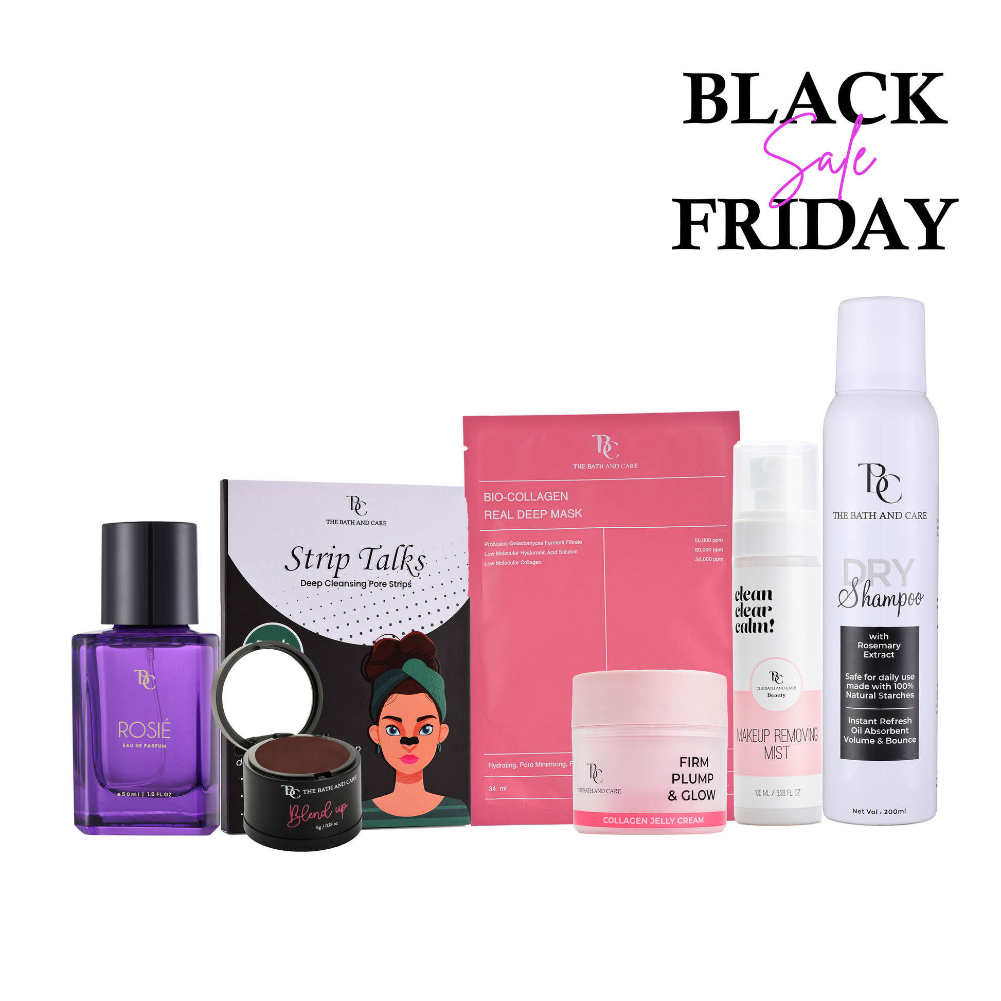 Rosie + Nose Strips + Sheet Mask + Brown Hair Mud + Collagen Jelly + Makeup Removing Mist + Dry Shampoo (BFS) The Bath and Care