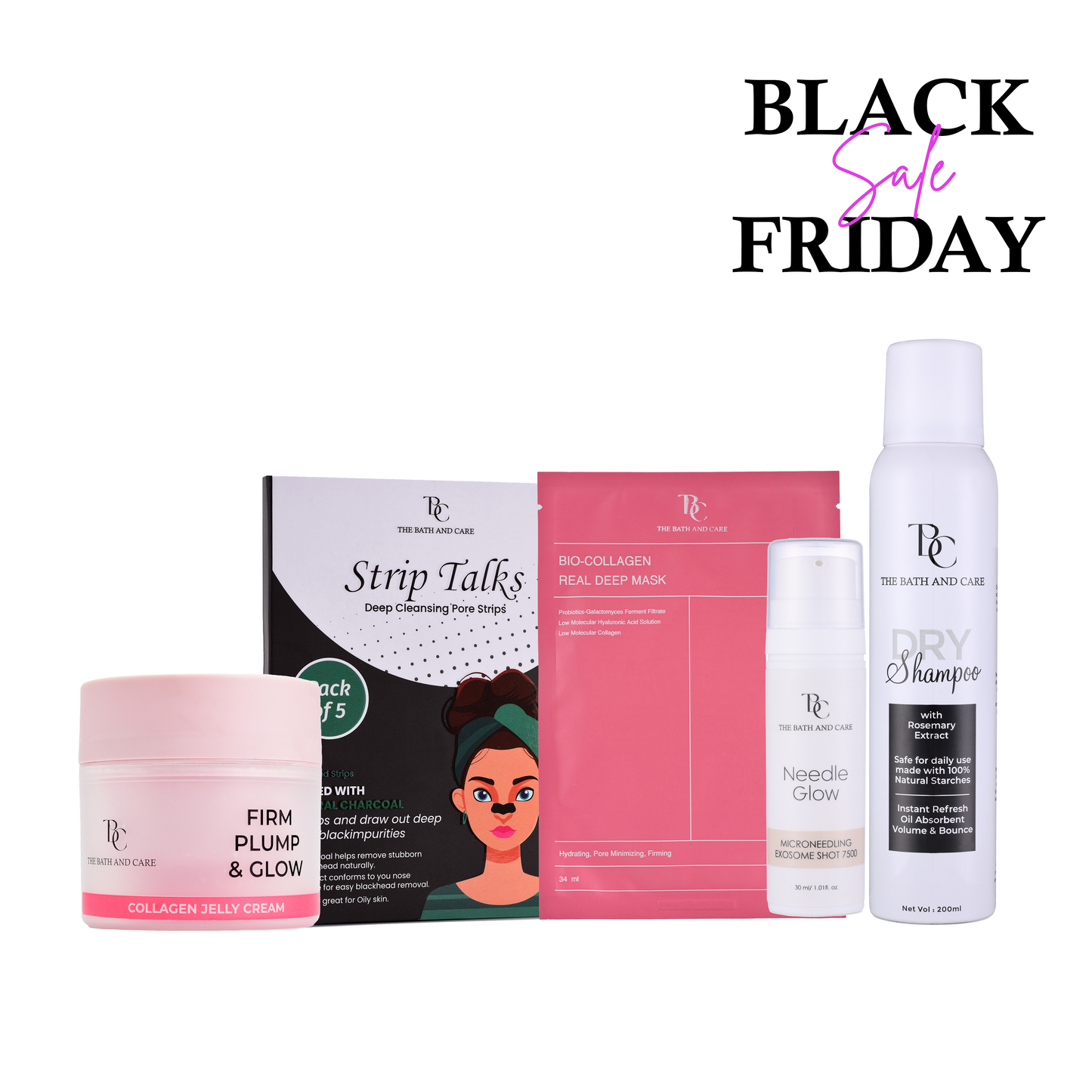 Needle glow + collagen jelly + Dry shampoo + Nose Strips + Sheet Mask (BFS) The Bath and Care