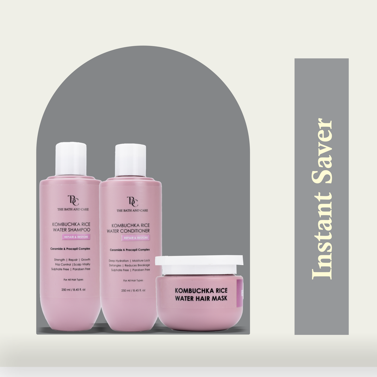 KOMBUCHKA RICE WATER REPAIR & RESTORE Hair Shampoo + Conditioner + Mask The Bath and Care