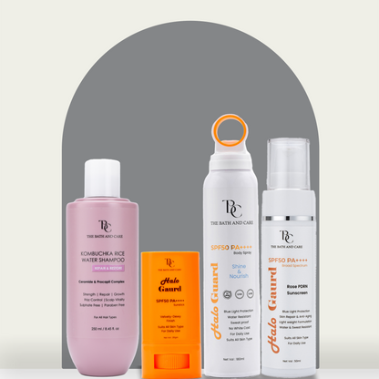 Combo of Repair and Restore Shampoo + Halo Guard Sunspray + Sunscreen + Sunstick The Bath and Care
