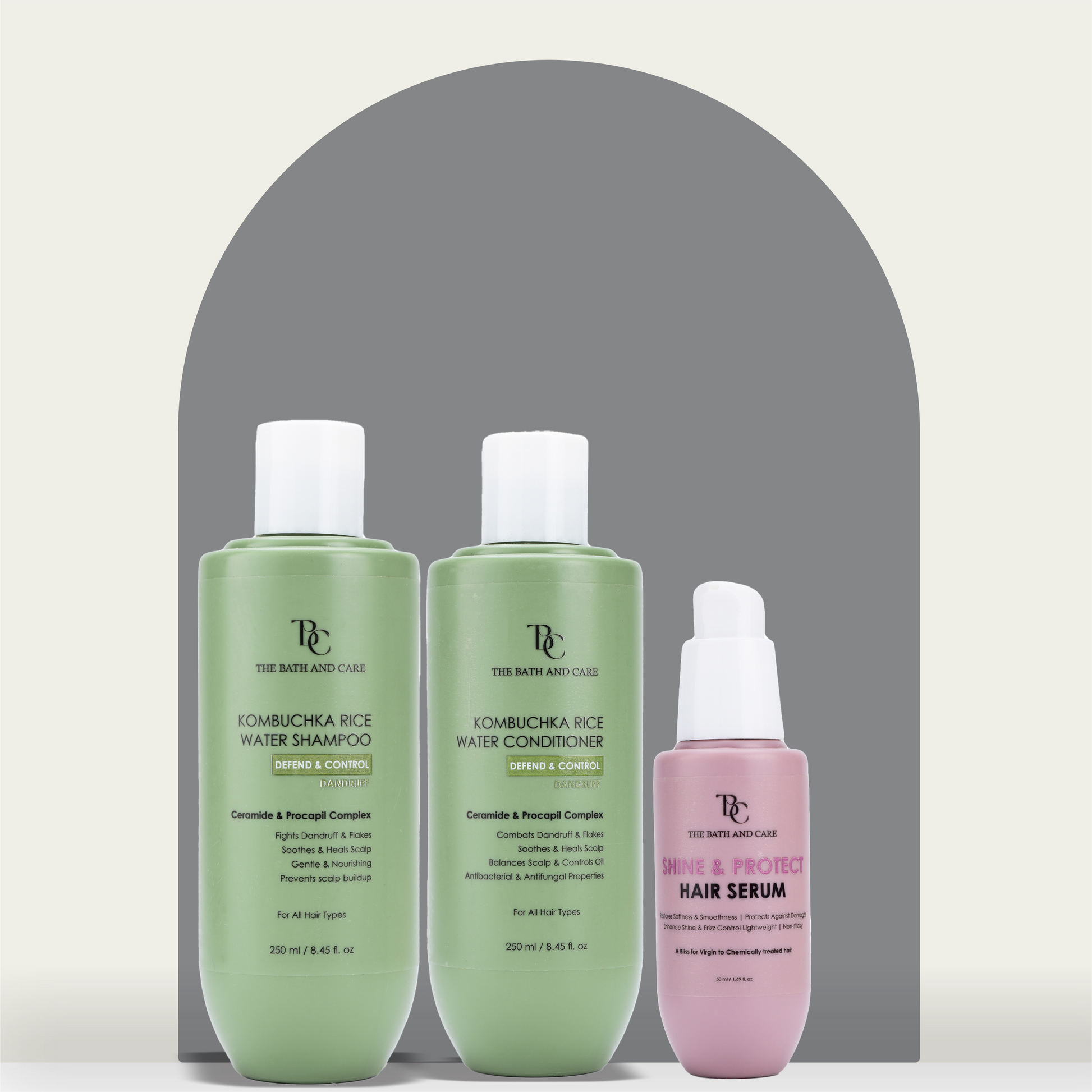 KOMBUCHKA RICE WATER - DEFEND AND CONTROL Hair Shampoo + Conditioner + Hair Serum The Bath and Care