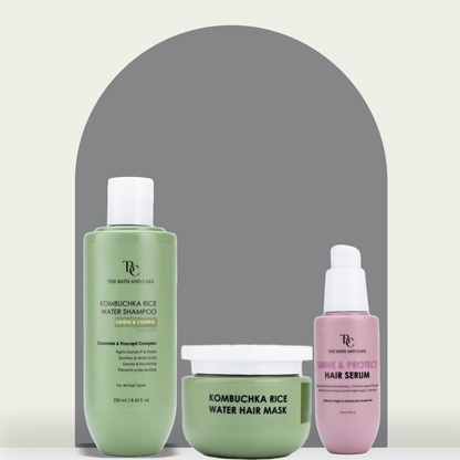 KOMBUCHKA RICE WATER - DEFEND AND CONTROL Hair Shampoo + Hair Serum + Hair Mask The Bath and Care