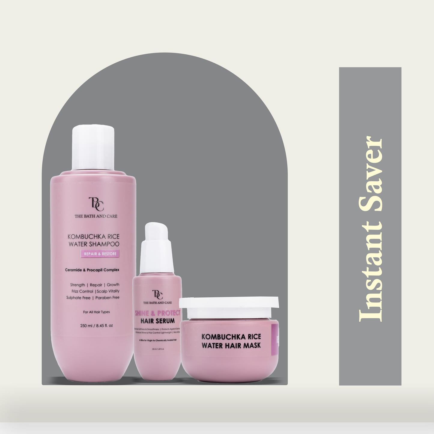 KOMBUCHKA RICE WATER REPAIR & RESTORE Hair Shampoo + Hair Serum + Hair Mask The Bath and Care