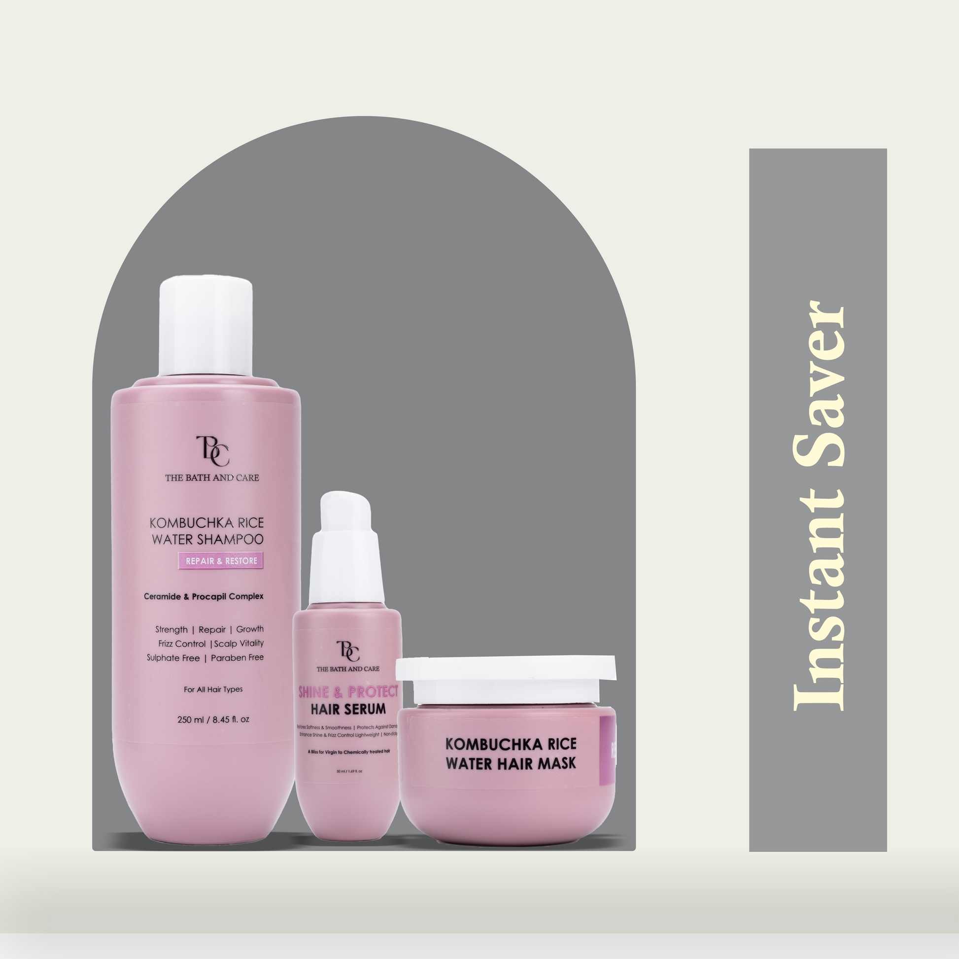 KOMBUCHKA RICE WATER REPAIR & RESTORE Hair Shampoo + Hair Serum + Hair Mask The Bath and Care