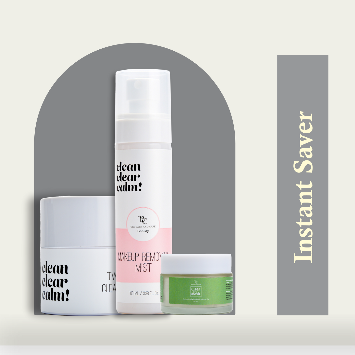 Makeup Remover Balm + Makeup Removing Mist + Clay and Glow - Green Clay Facial Mask The Bath and Care