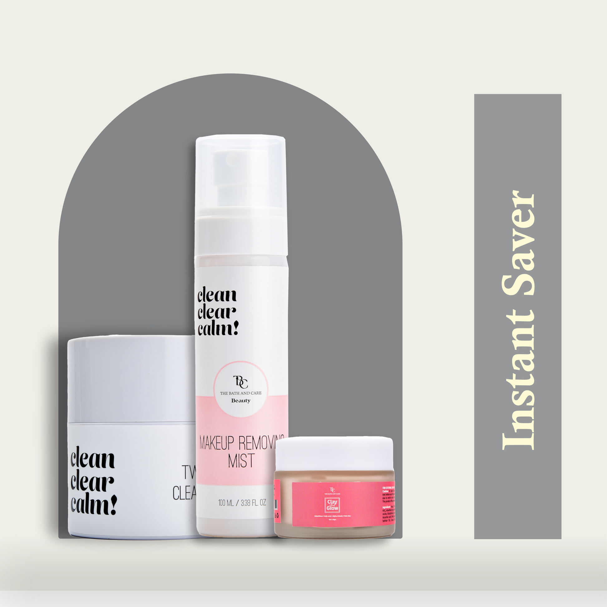 Makeup Remover Balm + Makeup Removing Mist + Clay and Glow - Pink Clay Facial Mask The Bath and Care