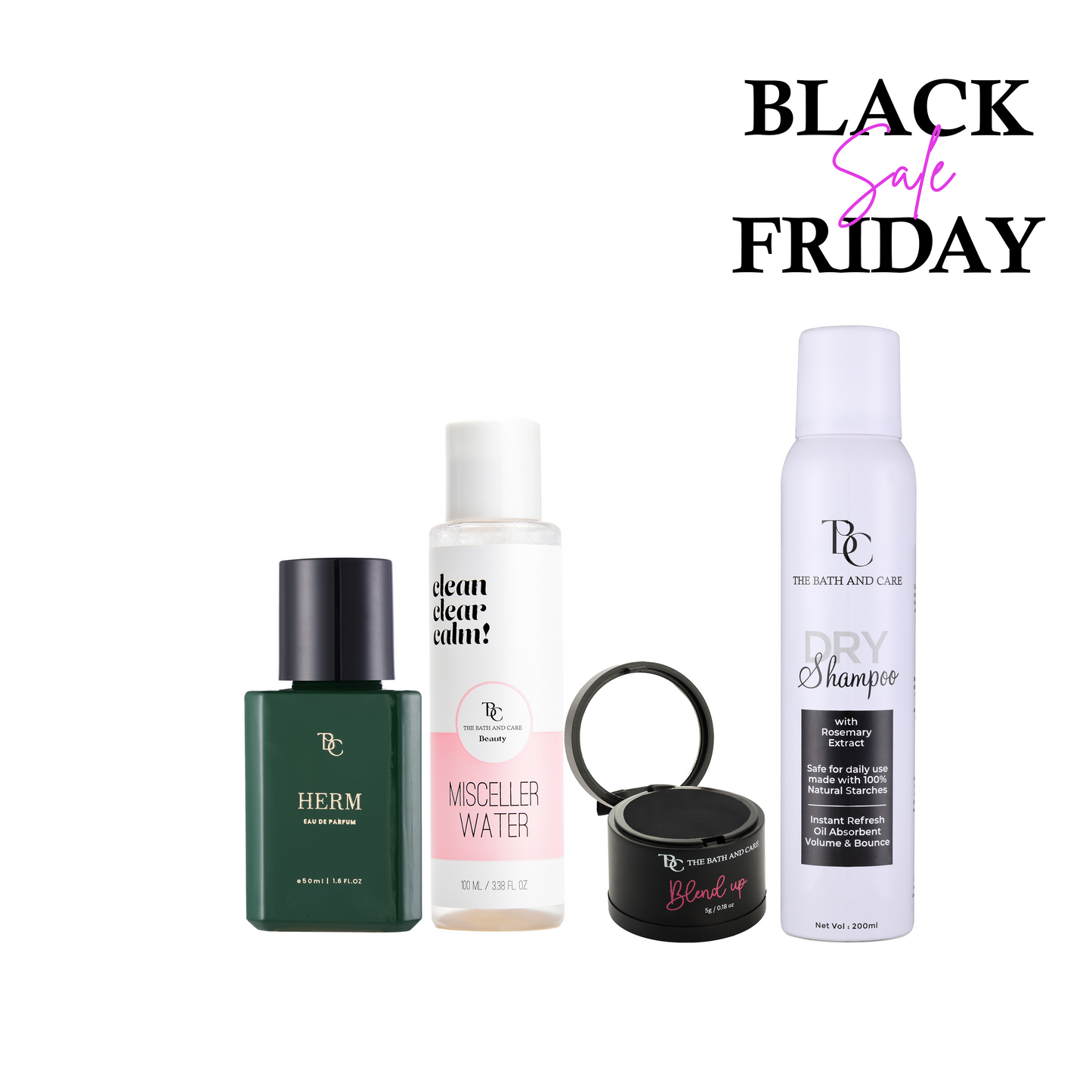 Dry shampoo + Black Hair Mud + Micellar Water + Herm (BFS) The Bath and Care