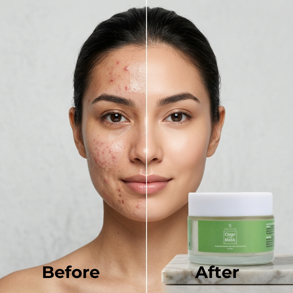 Clear Earth Glow -Green Clay Facial Mask for Anti Acne, Glow, Oil Balance & Gentle Detox for All Skin Types The Bath and Care