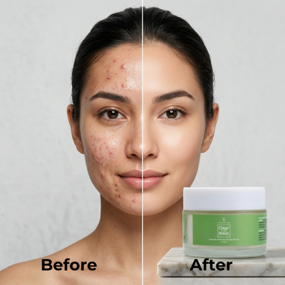 Clear Earth Glow -Green Clay Facial Mask for Anti Acne, Glow, Oil Balance & Gentle Detox for All Skin Types The Bath and Care