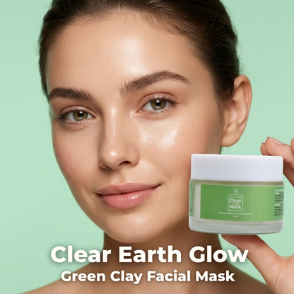 Clear Earth Glow -Green Clay Facial Mask for Anti Acne, Glow, Oil Balance & Gentle Detox for All Skin Types The Bath and Care