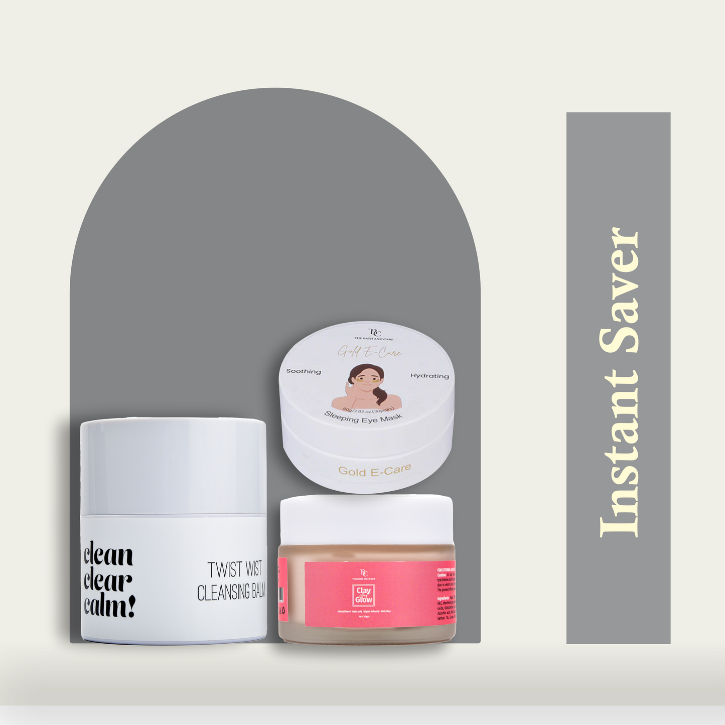 Makeup Remover Balm + Gold E Care + Clay and Glow - Pink Clay Facial Mask The Bath and Care