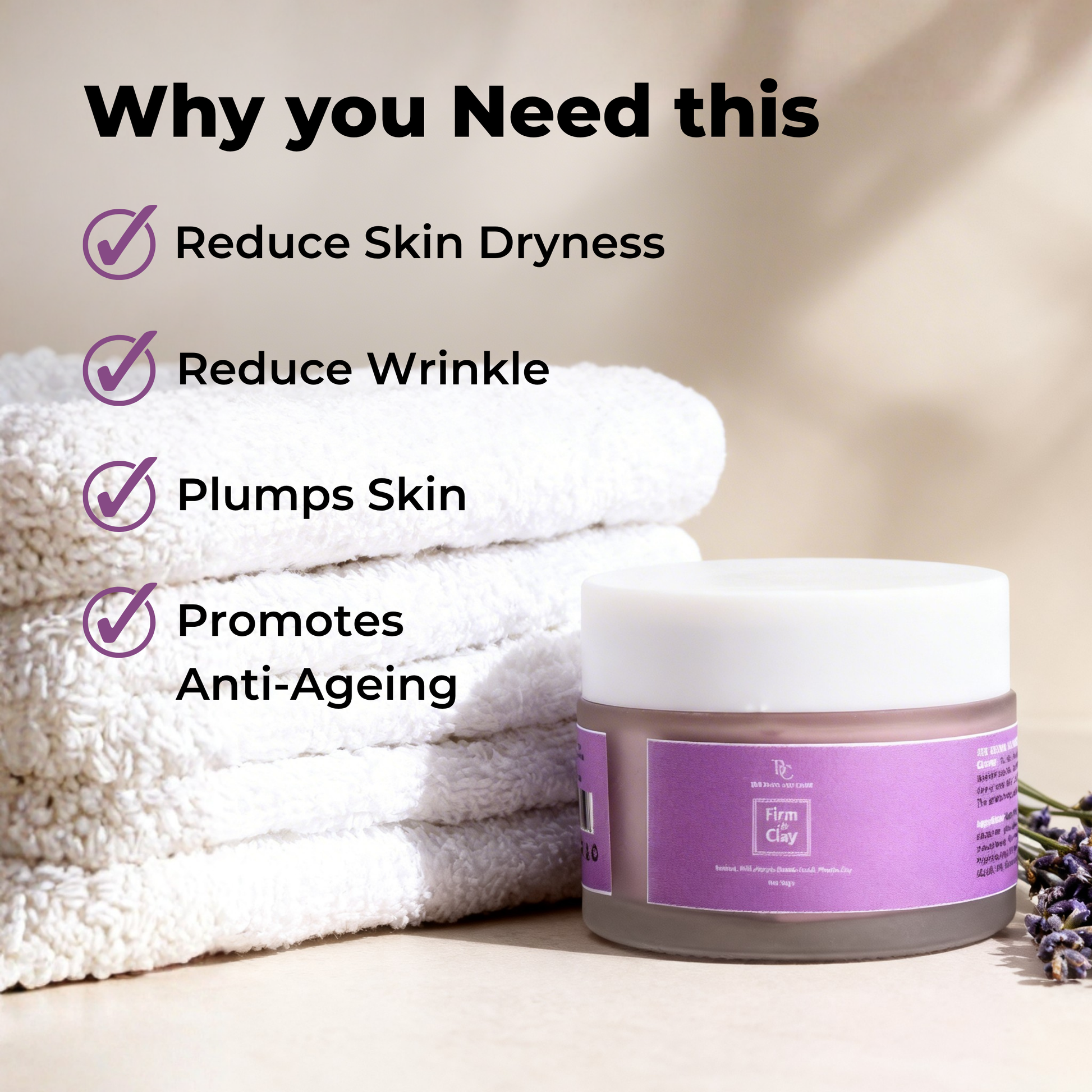 Firm Flex Clay -Purple Clay Facial Mask with Anti Ageing and Glowing Effect The Bath and Care