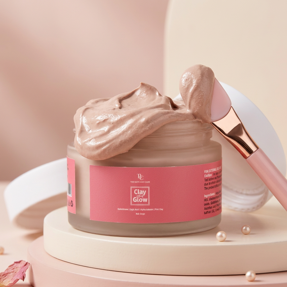 Clay and Glow -Pink Clay Facial Mask with Glow, Oil Balance & Gentle Detox for All Skin Types The Bath and Care