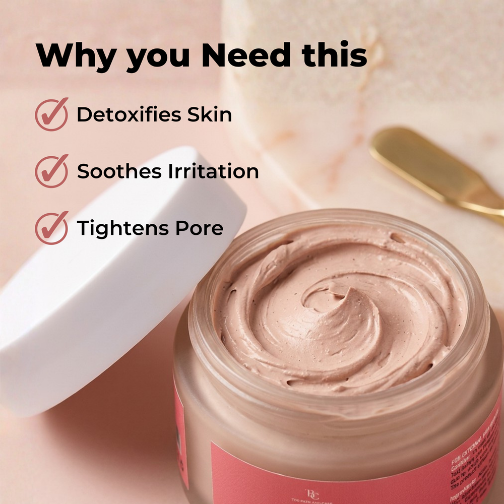 Clay and Glow -Pink Clay Facial Mask with Glow, Oil Balance & Gentle Detox for All Skin Types The Bath and Care