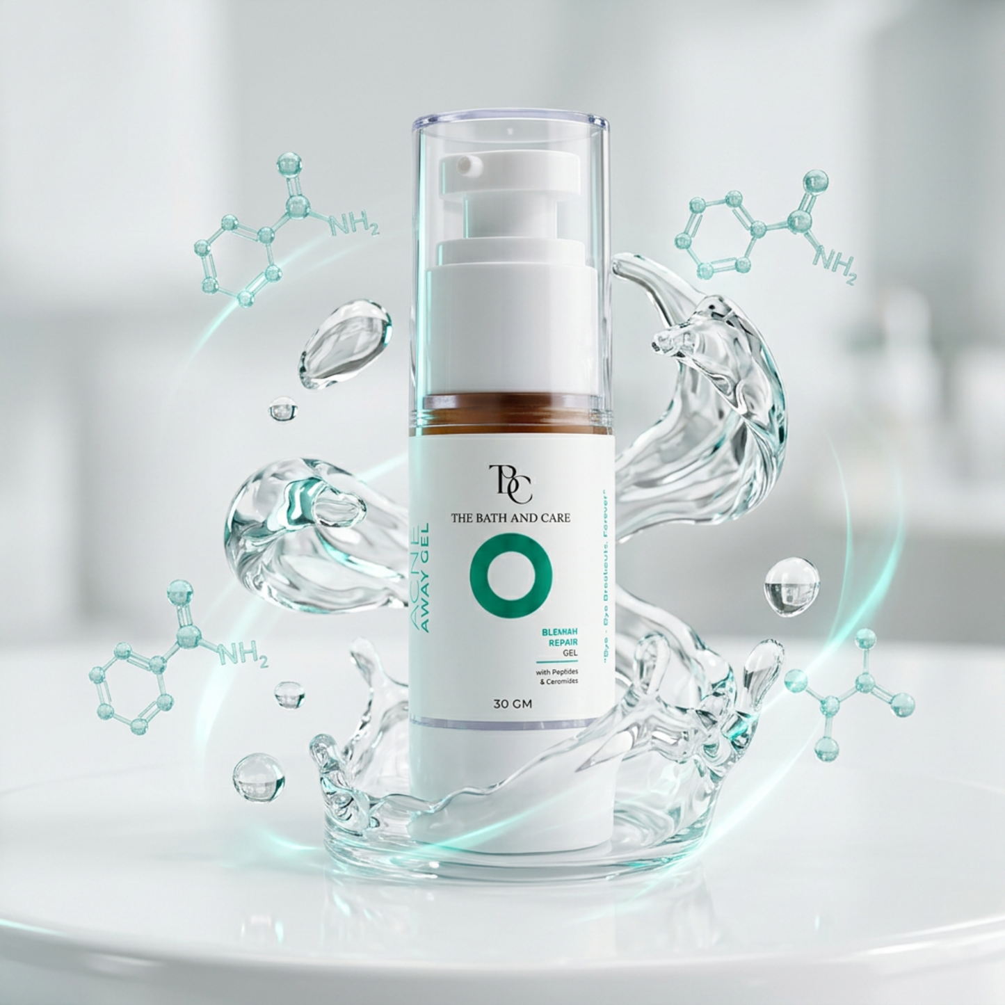 Acne Away Gel – Anti Acne Face Gel with Aloe Vera, Tea Tree, Clove Oil, Peptides & Ceramides The Bath and Care