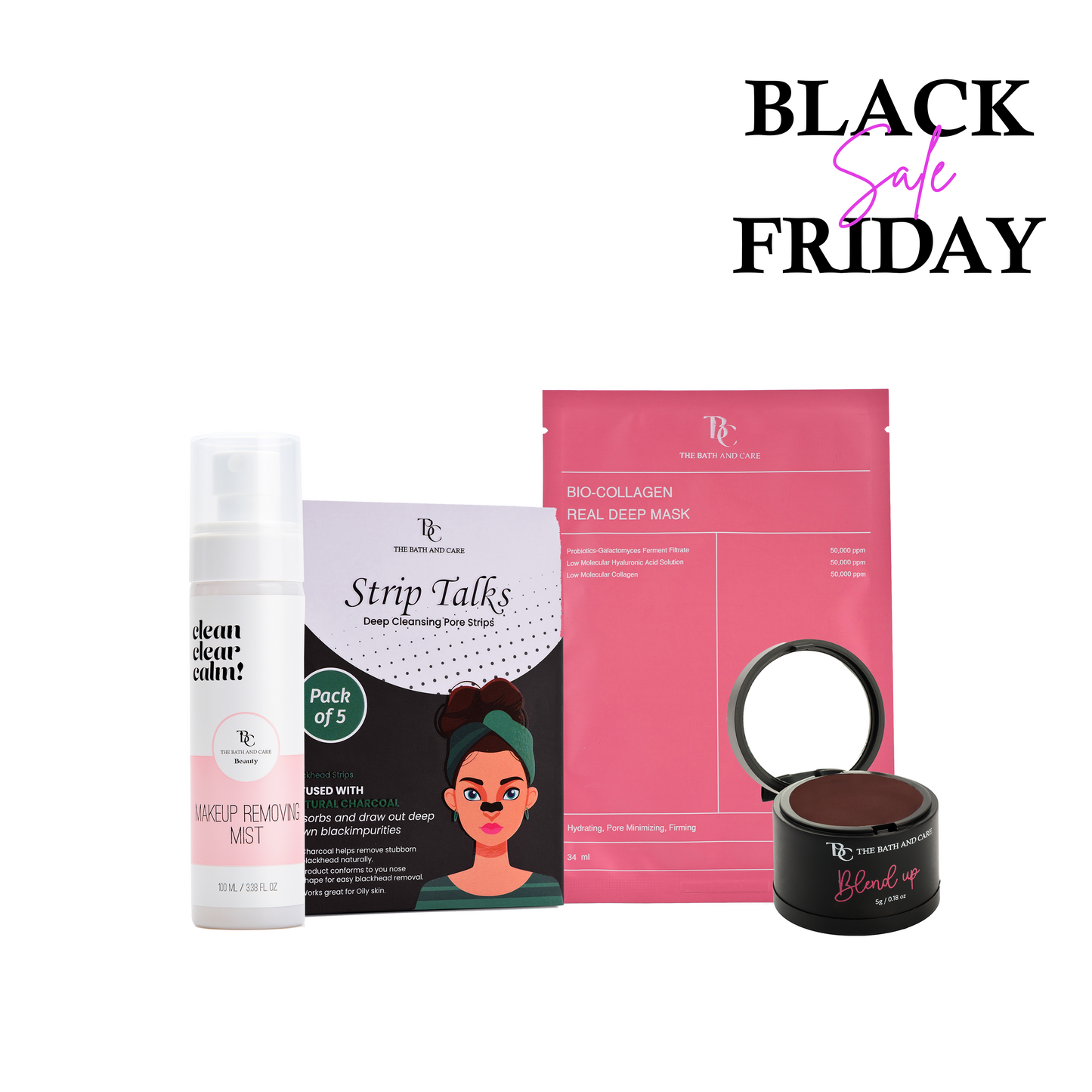 Makeup Remover Mist + Nose Strips + Collagen Sheet Mask + Brown Hair Mud (BFS) The Bath and Care